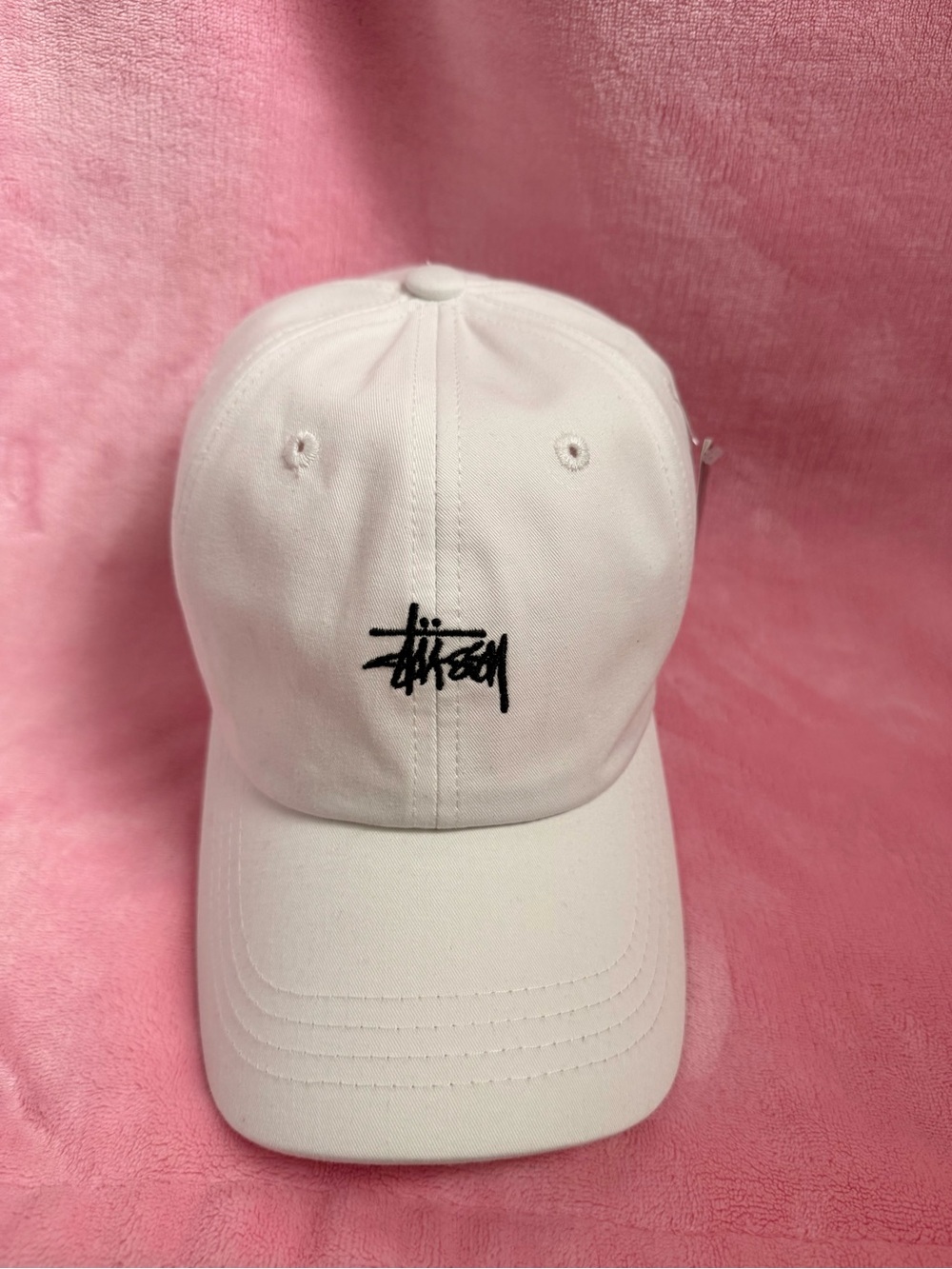 Stussy White Baseball Cap with Black Logo